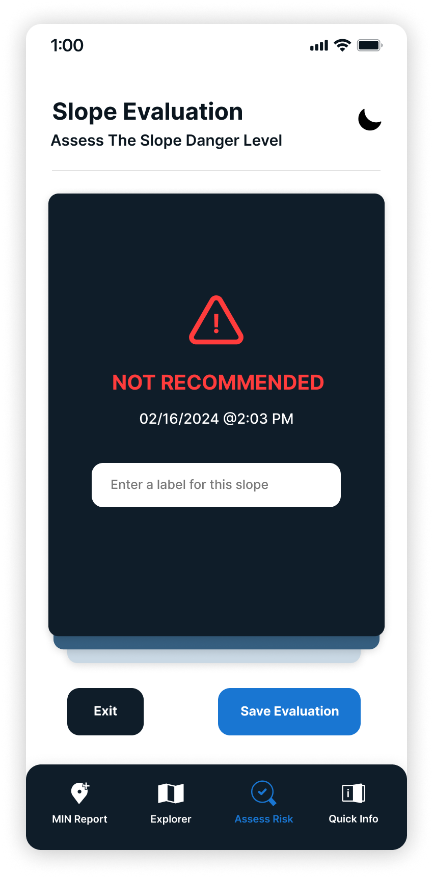 Saving a Slope Evaluation Light